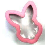 cookie cutter bunny head with pink grip handle