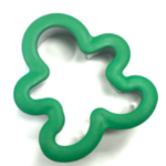 Gingerbread boy cookie cutter with green grip handle